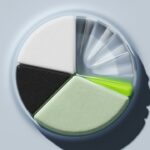 A segmented pie chart with various colors representing different sections, against a light background.